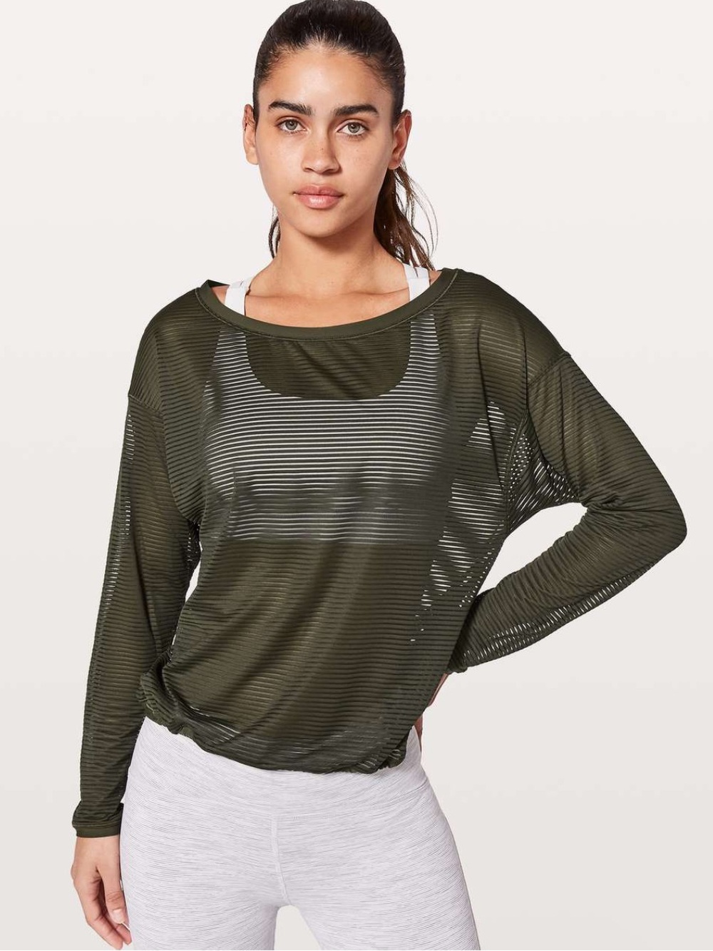 Lululemon | LIKE NEW Lean in long sleeve horizontal stripe sheet athletic top 12